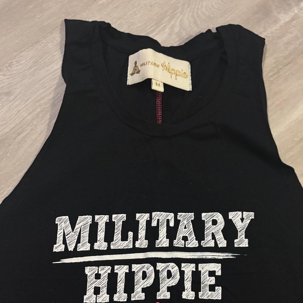 Military Hippie Black Tank Top